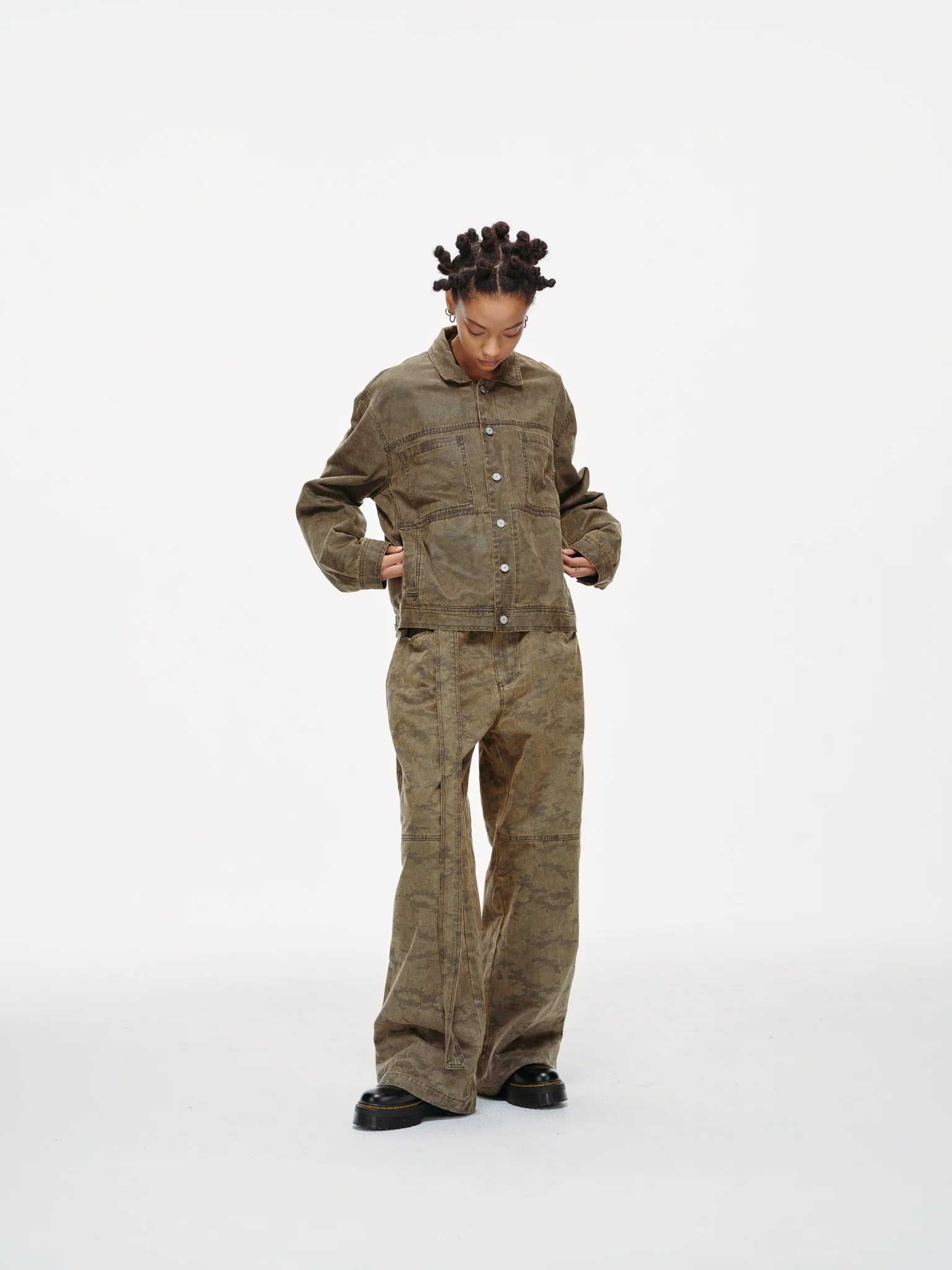 Kota Light Denim Motor Jacket – Subtle Washed Brown Camo - Image 5